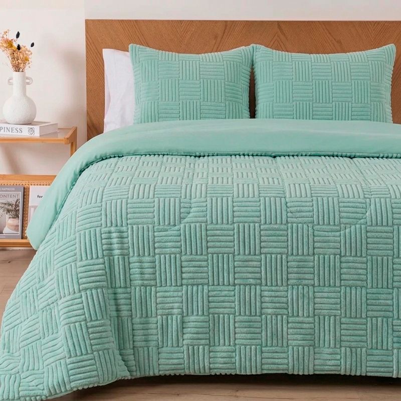 Plumon Jacquard Sherpa Trama Verde
