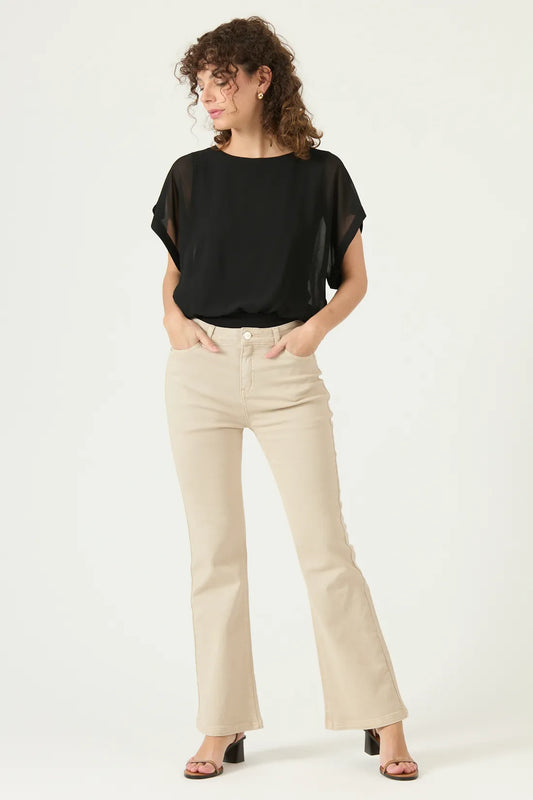 Jeans Mujer Flare Beige