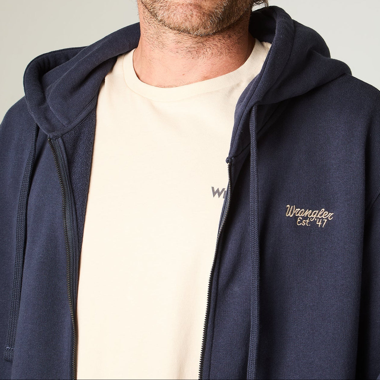 Polerón Hombre Con Cierre y Gorro Regular Azul Nav