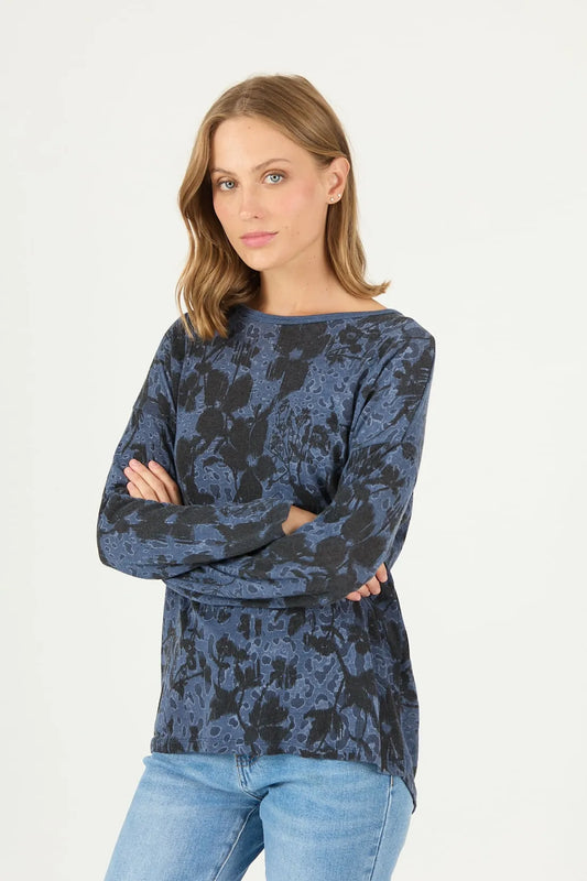 polera-mujer-estampada-azul