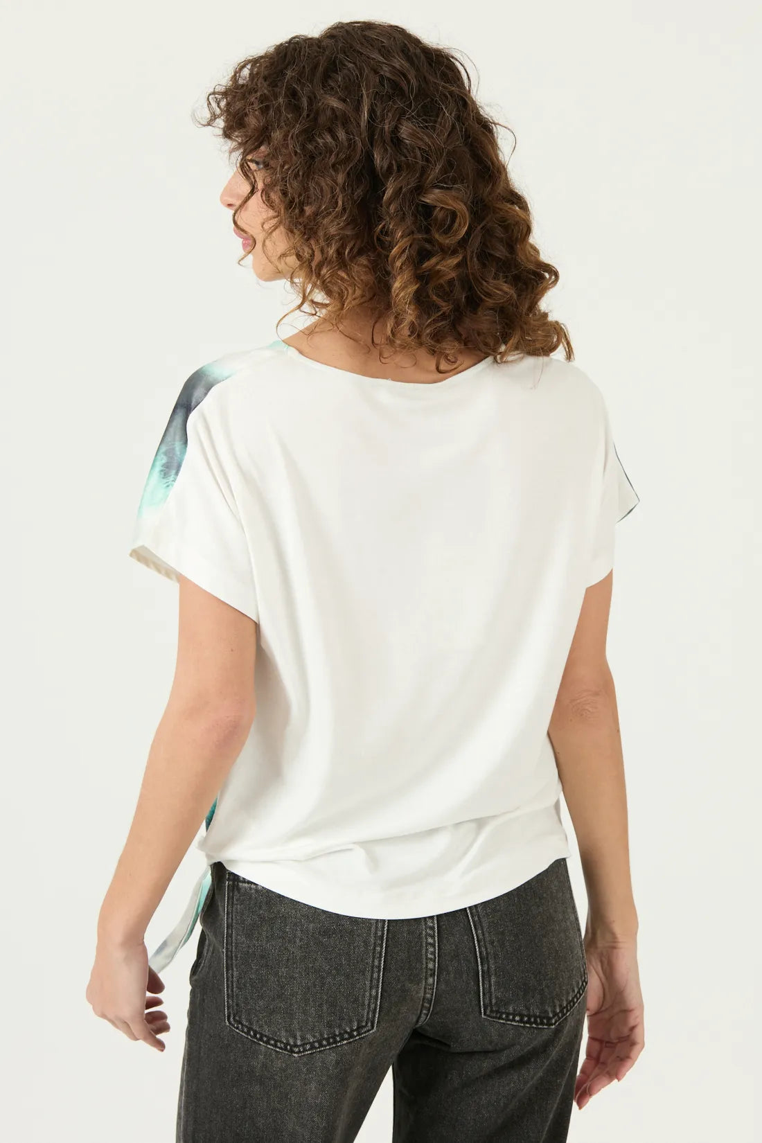 Polera Mujer Manga Corta Nudo Turquesa