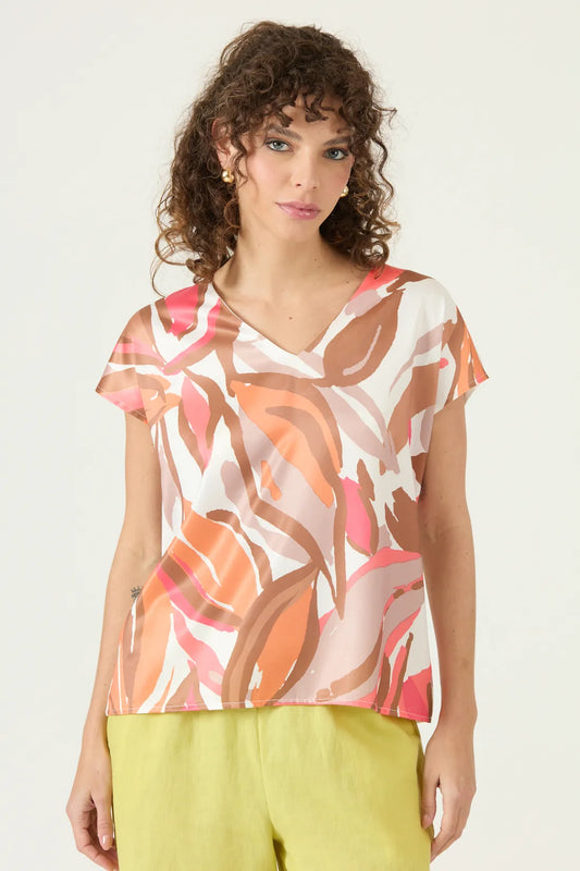 Polera Mujer Manga Corta Escote V Blanca