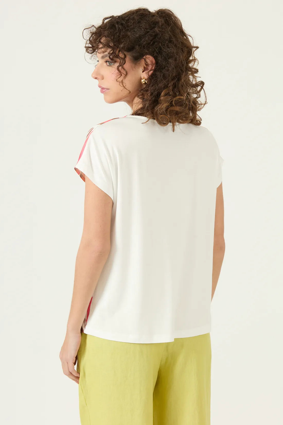 Polera Mujer Manga Corta Escote V Blanca