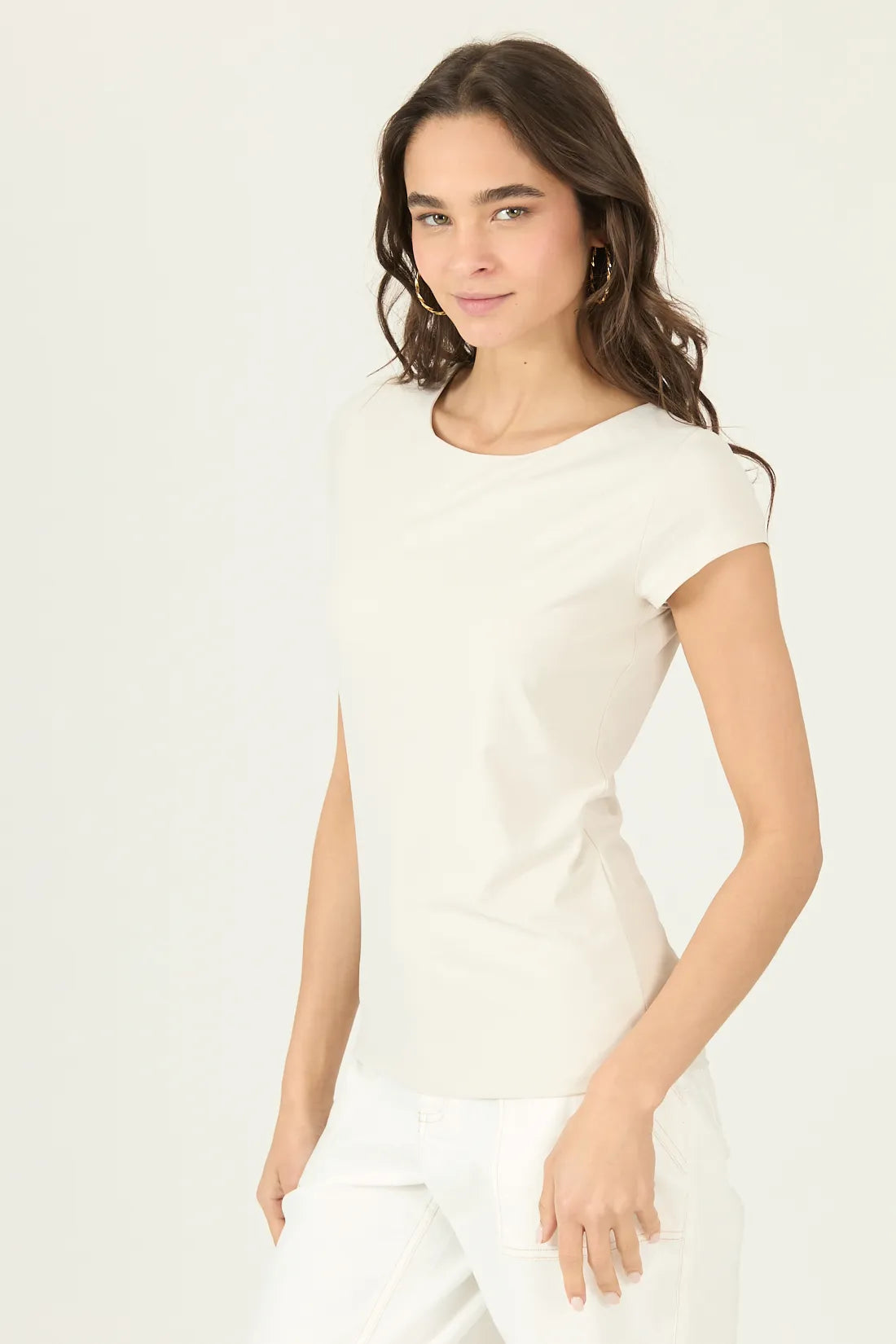 Polera Mujer Manga Corta Beige