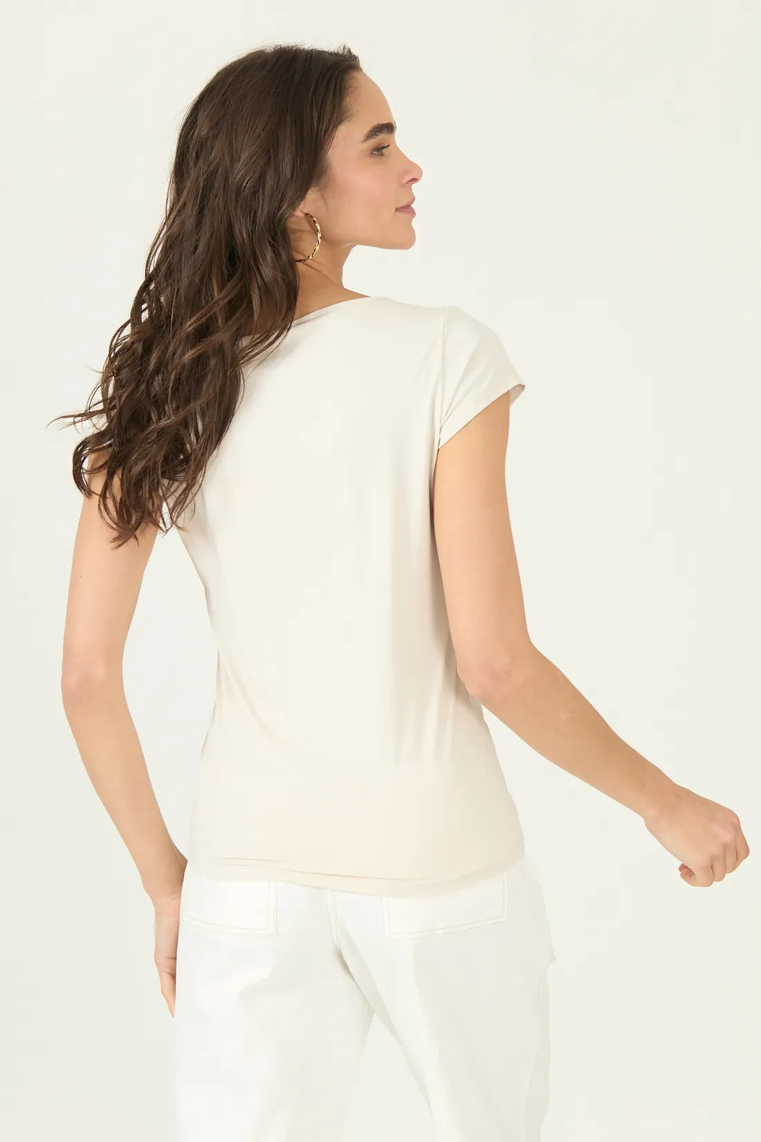 Polera Mujer Manga Corta Beige