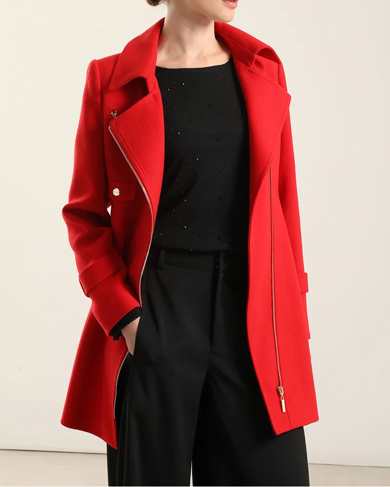 Abrigo Mujer Biker Muflon Rojo