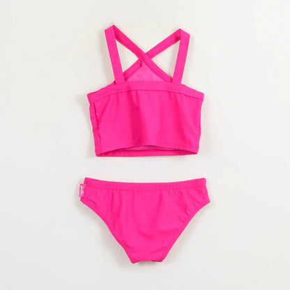 Bikini Niña Rosa Logo Barbie Fucsia