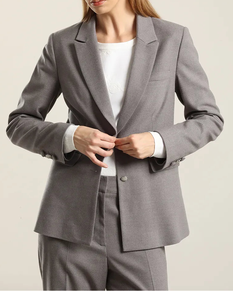 Blazer Mujer Boton Joya Gris