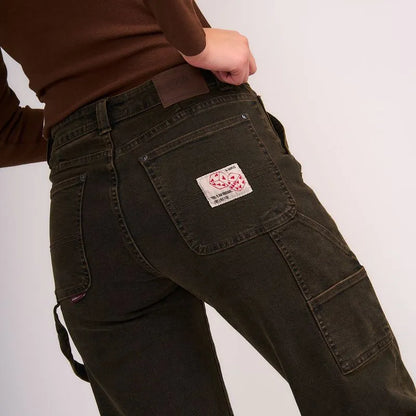 Jeans Mujer Carpenter Detalle Basta Café Oxidado