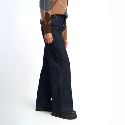 Jeans Mujer Wide Raw Azul