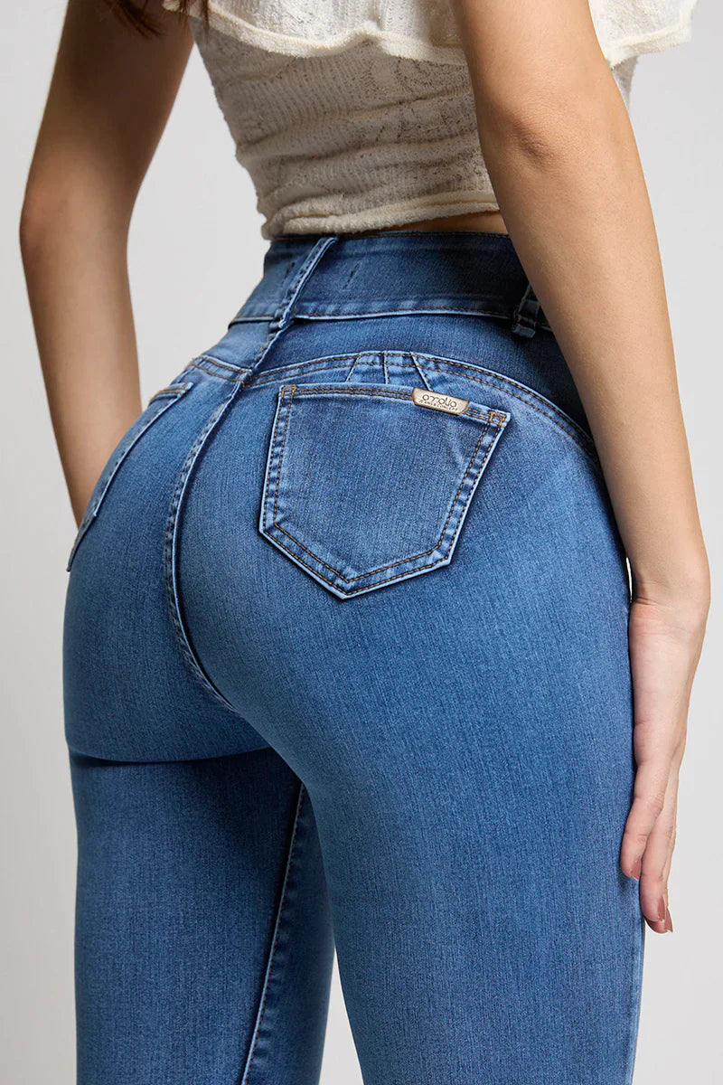 Jeans Mujer Tiro Alto Pitillo Pitillo Push in Push Up 5282 Celeste