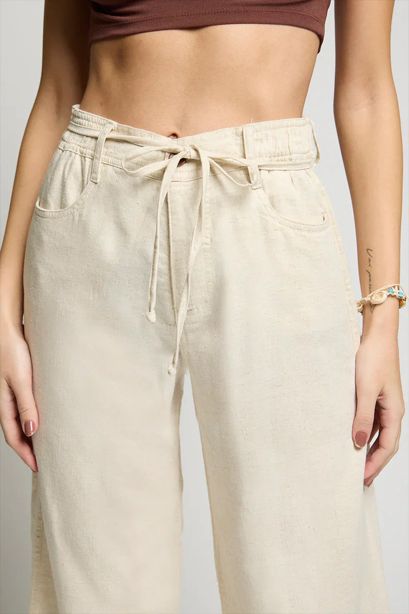 Pantalon Mujer Lino Organico 5257 Beige