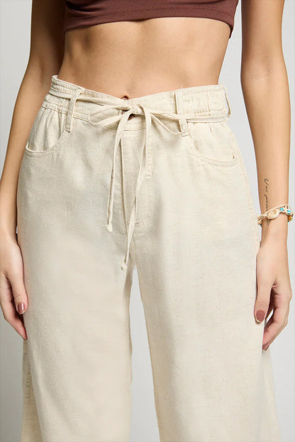 Pantalon Mujer Lino Organico 5257 Beige