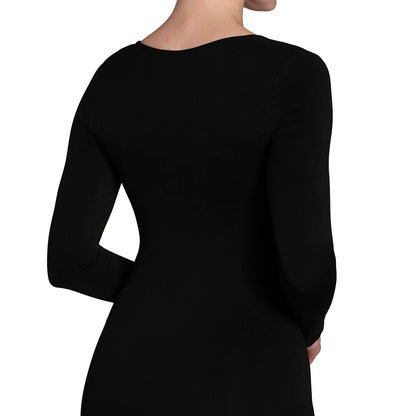 Polera Mujer Manga Larga Escote Cuadrado Negro