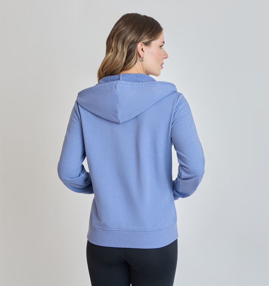 Poleron Mujer Deportivo Celeste Azul Piedra