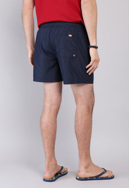 Short De Baño Liso Azul