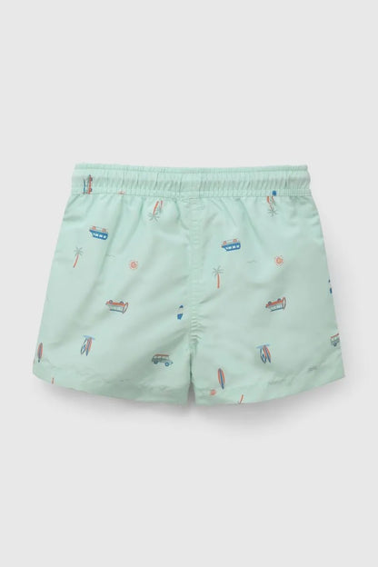 Traje De Baño UV Niño Autos Verde