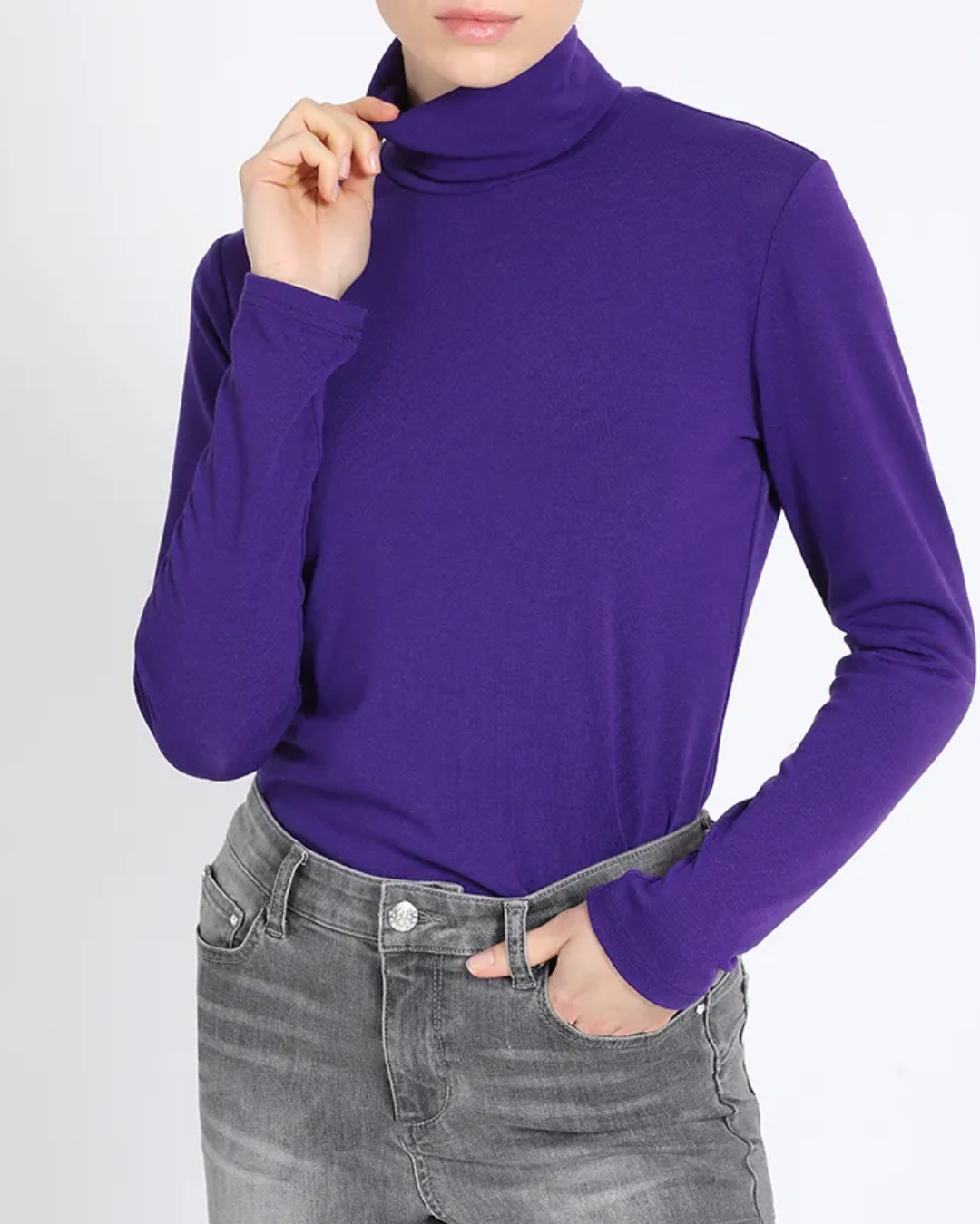 Blusa Mujer Top básico cuello subido violeta liola