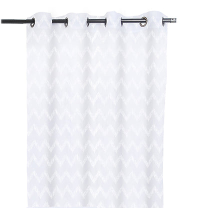 Set Cortinas Velo Bordado Argolla 140x220 Chrevron Blanco