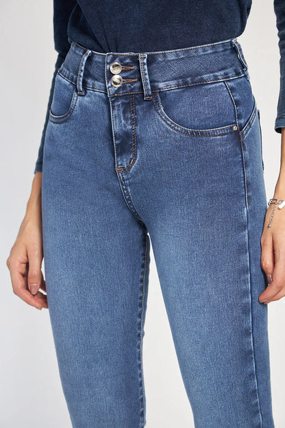 Jeans Mujer Alto Recto Push In Push Up 4742 Azul