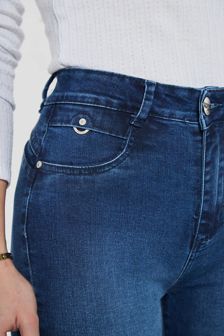 Jeans Mujer Tiro Alto Pitillo 5047 Azul