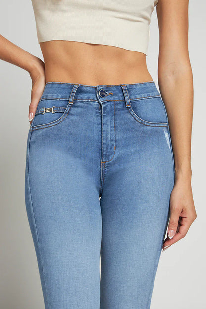 Jeans Mujer Tiro Alto Pitillo 5051 Celeste