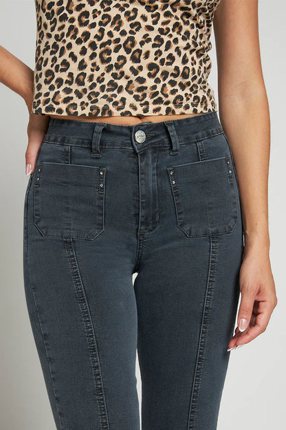 Jeans Mujer Tiro Alto Recto 5054 Gris