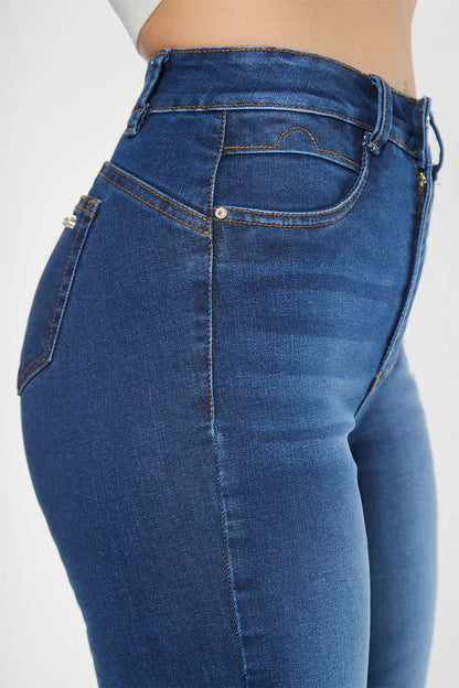 Jeans Mujer Tiro Alto Recto 5058 Azul