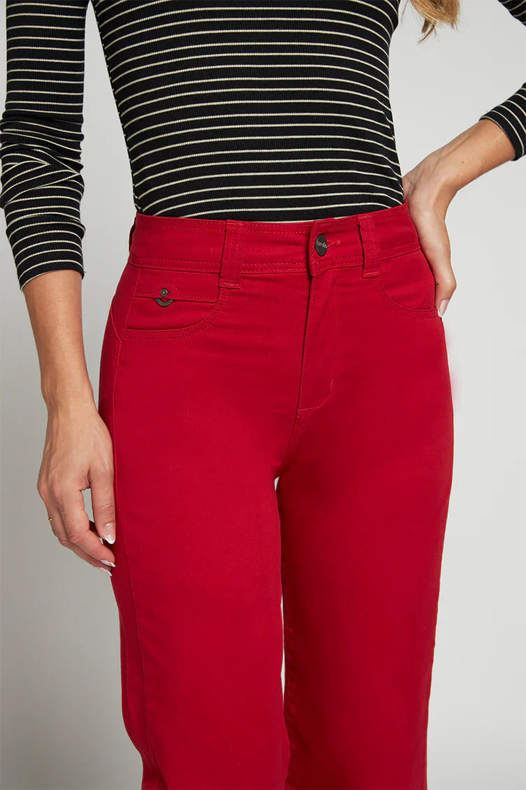 Jeans Mujer Tiro Alto Recto 5060 Rojo