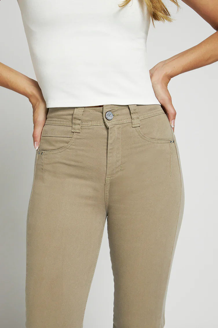 Jeans Mujer Tiro Alto Recto 5064 Kaki