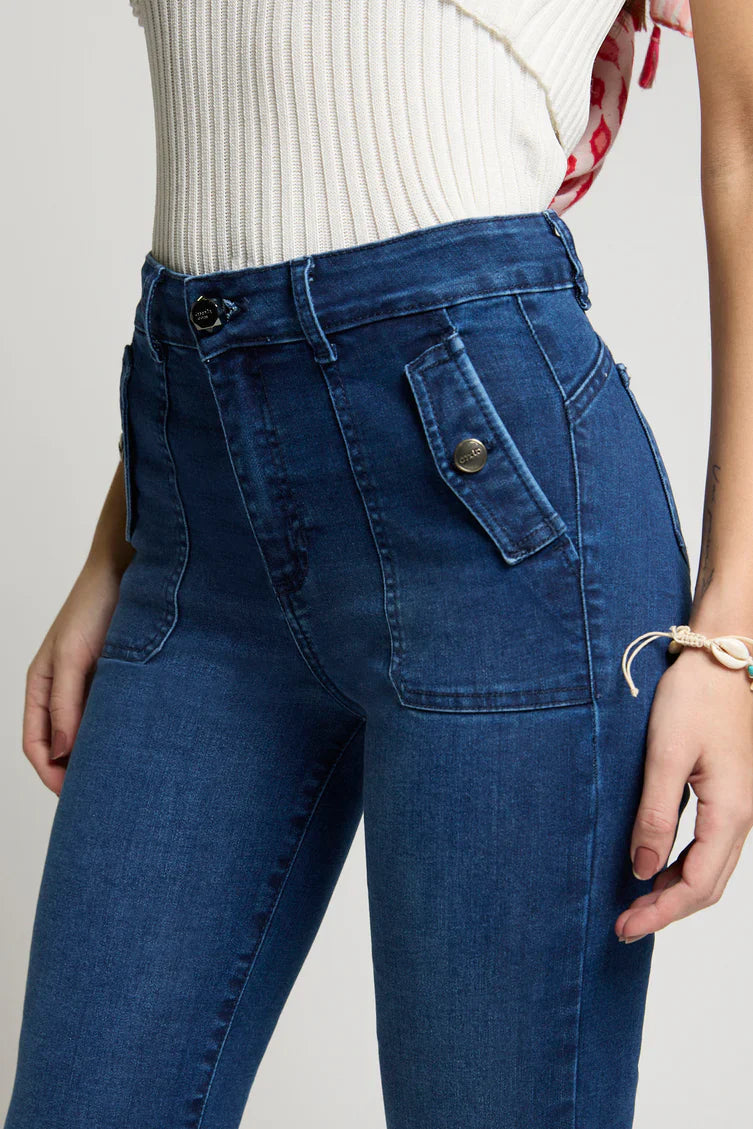 Jeans Mujer Tiro Alto Recto 5292 Azul