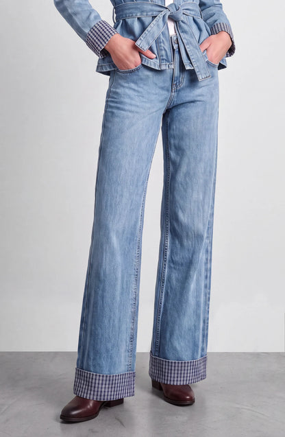 Pantalón Mujer Detalle Print Blue