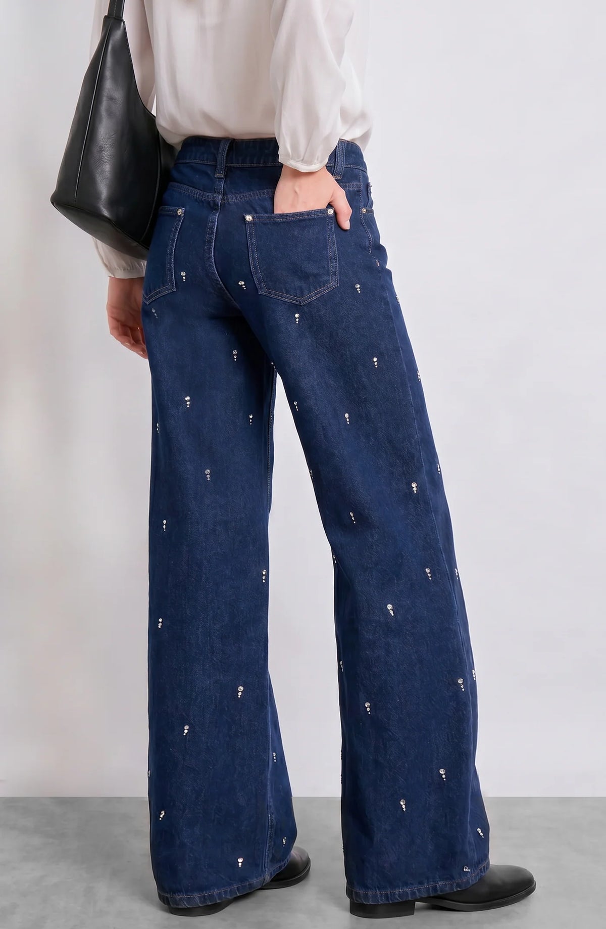 Pantalón Mujer Gotas Strass Indigo