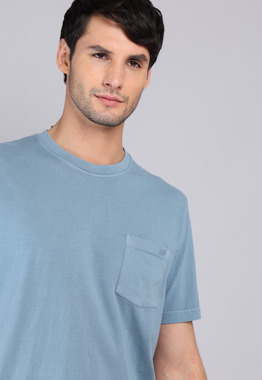 Polera Hombre Cuello Redondo Stone Wash Denim