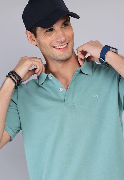 Polera Hombre Pique Manga Corta Aqua