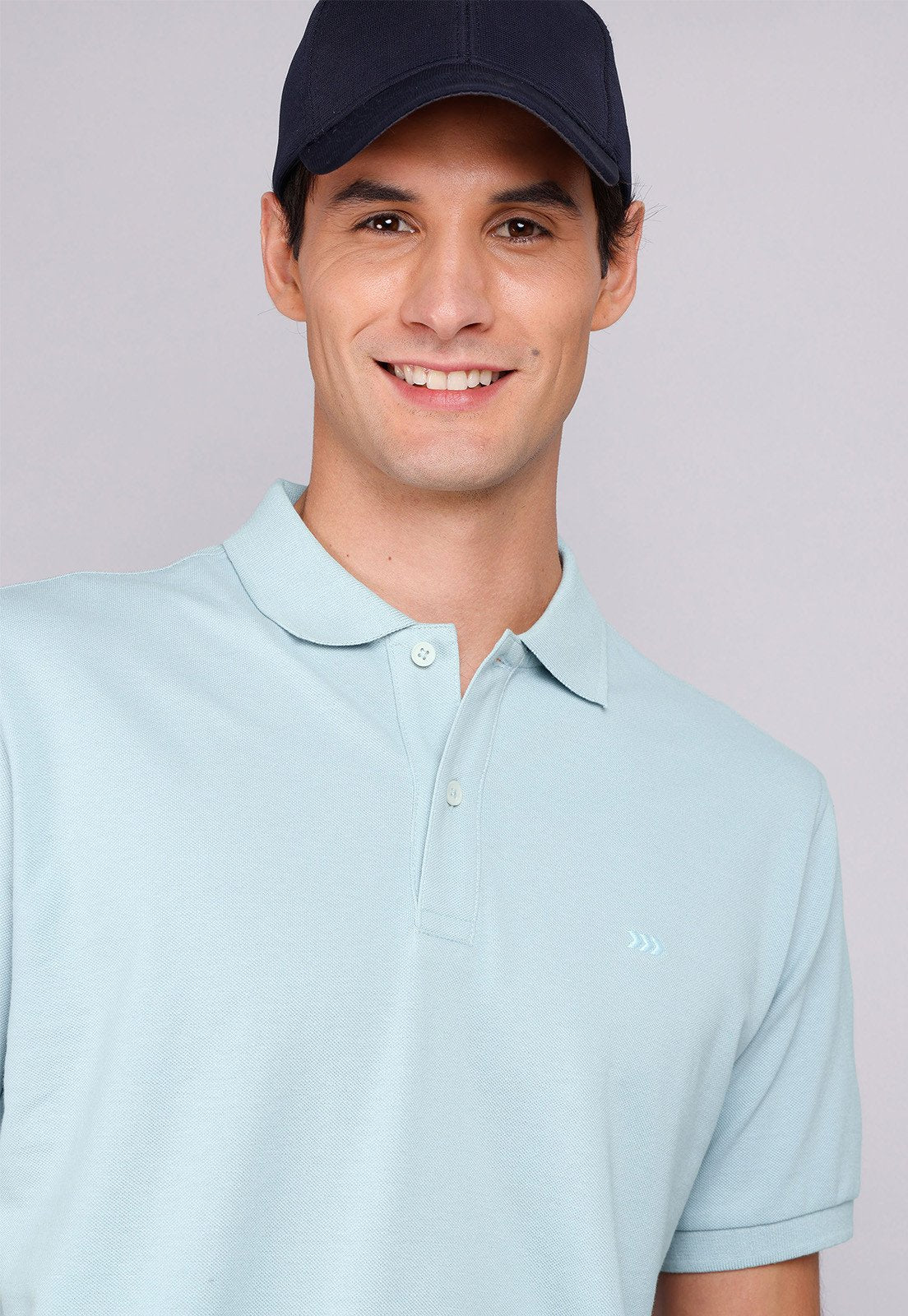 Polera Hombre Pique Manga Corta Celeste