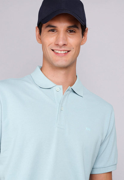 Polera Hombre Pique Manga Corta Celeste