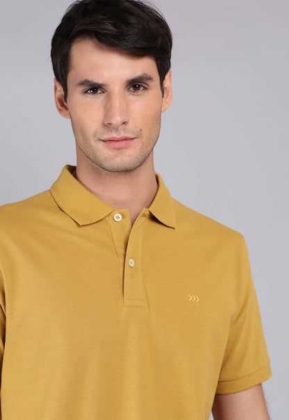 Polera Hombre Pique Manga Corta Mostaza