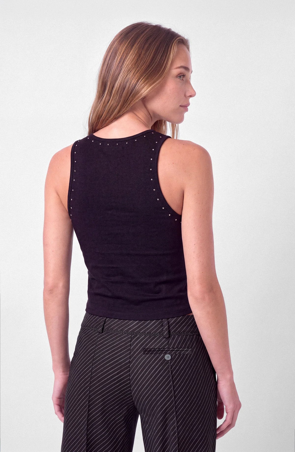Polera Mujer Tank Tachas Black