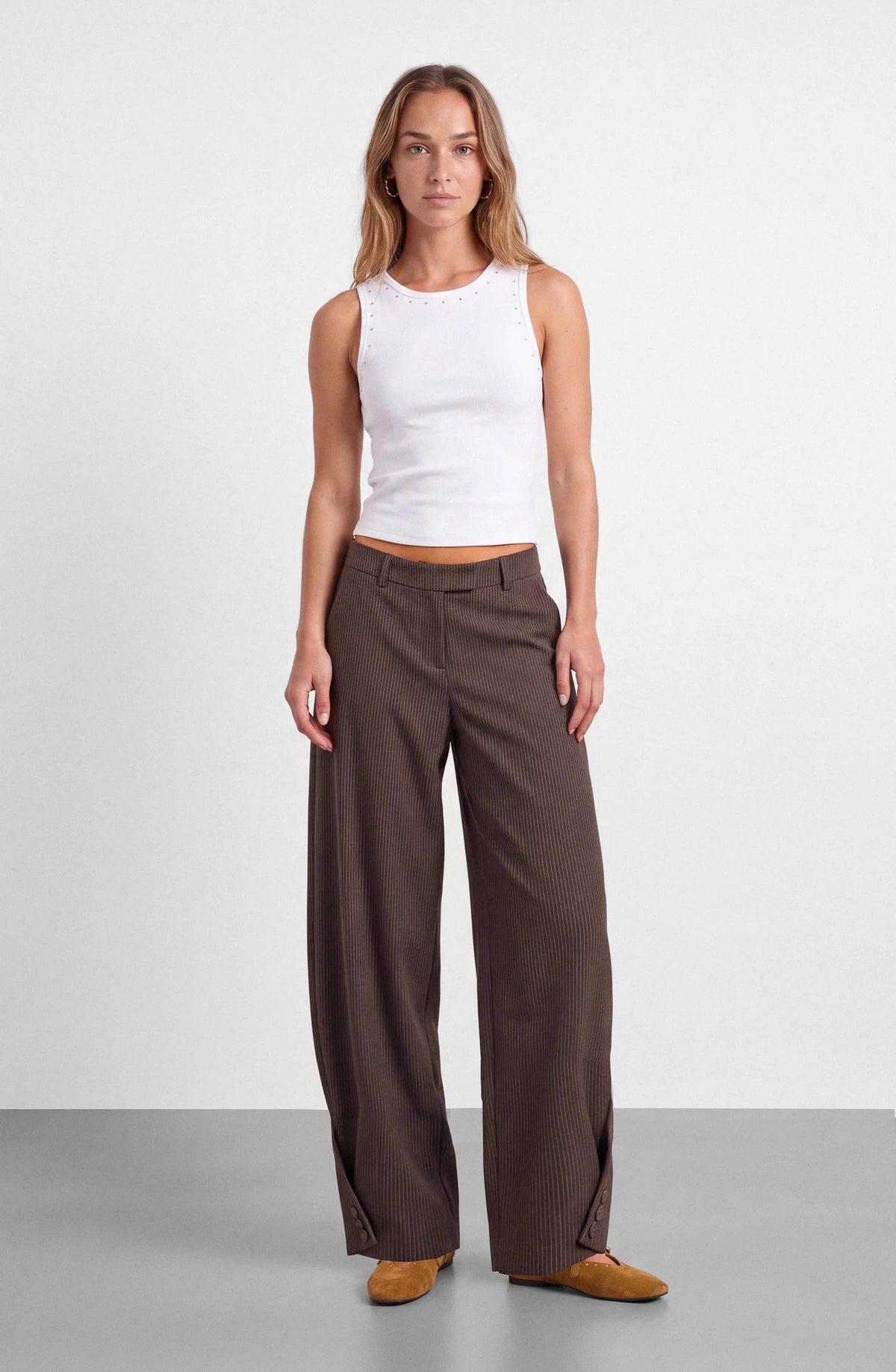 Polera Mujer Tank Tachas White