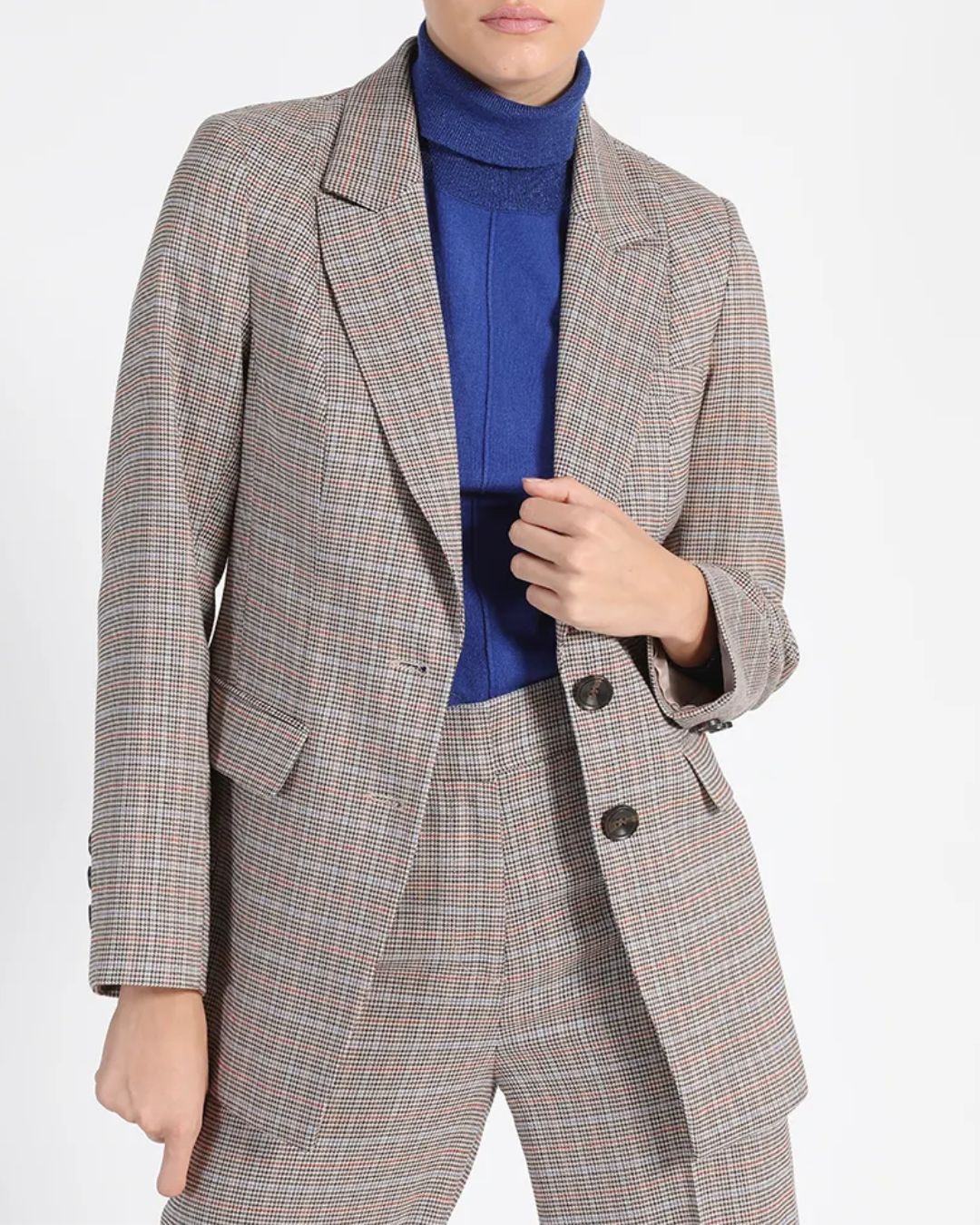 Blazer Mujer Entallado Cuadrille Beige