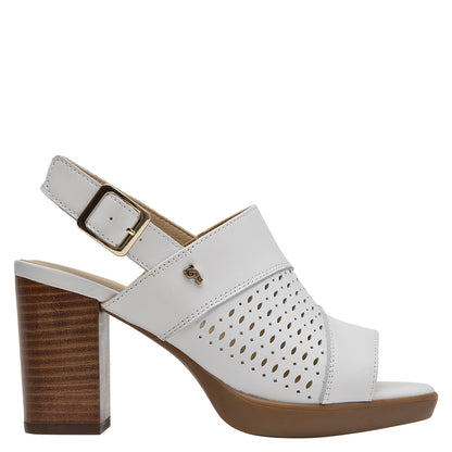 Sandalia Mujer Alta Cuero Blanco