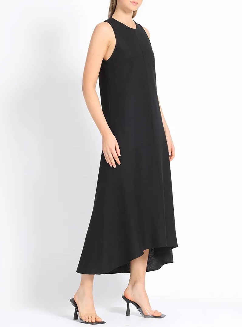 Vestido Mujer Halter Maxi Sesgado Lino Mix Negro