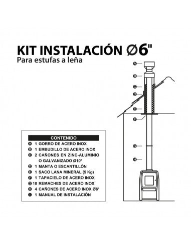 Kit de Instalación 6" Estufa a Leña Plateado