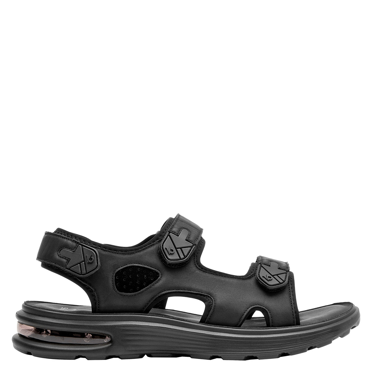 Sandalia Hombre Con Velcro Negro