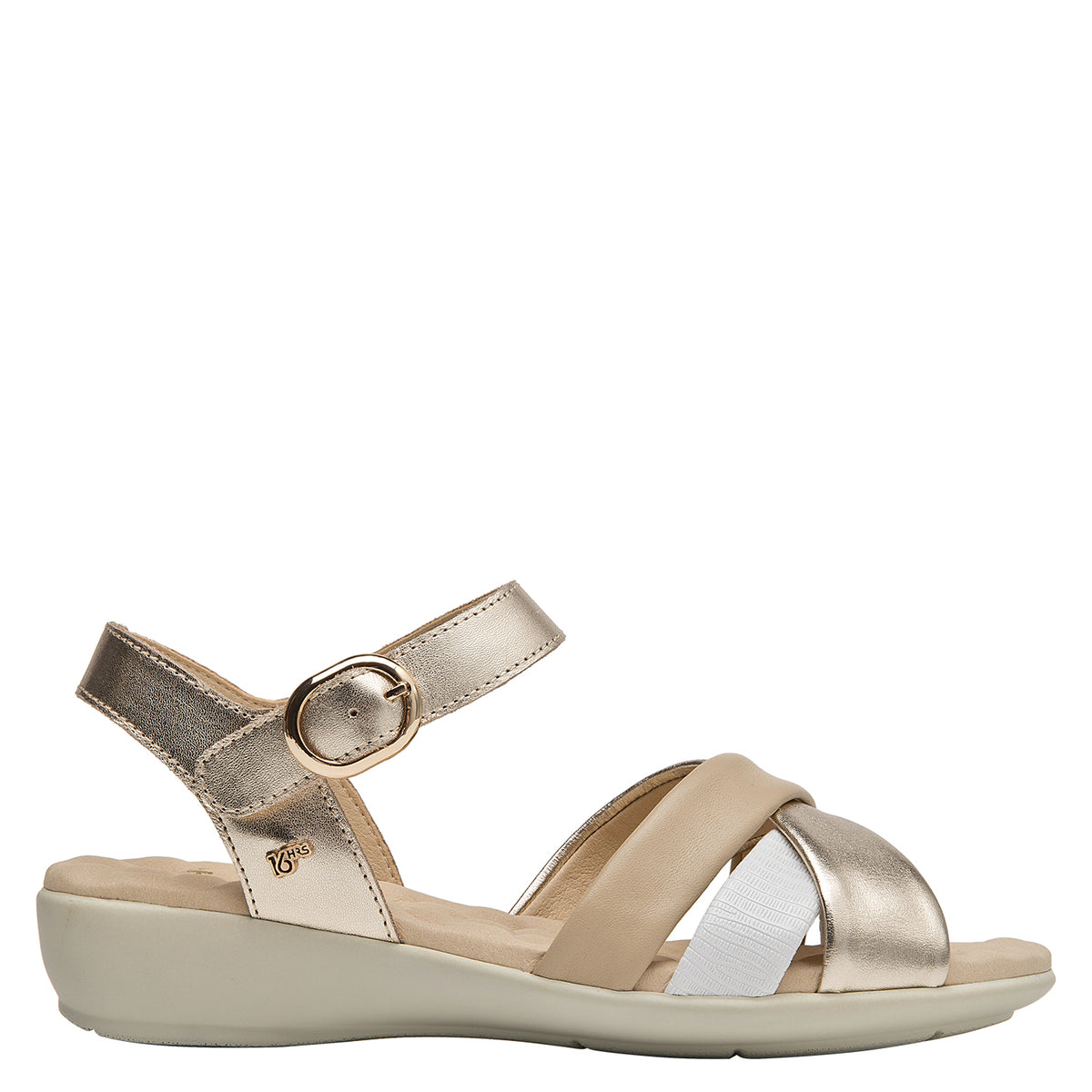 Sandalia Mujer Cuero Beige