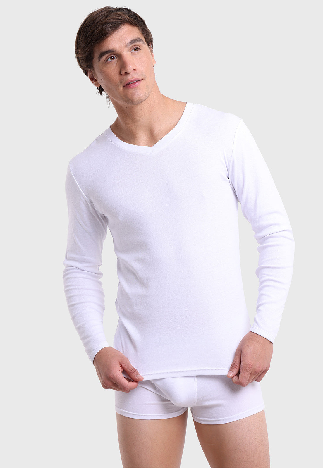 Camiseta Hombre Bipack Cuello en V Blanco