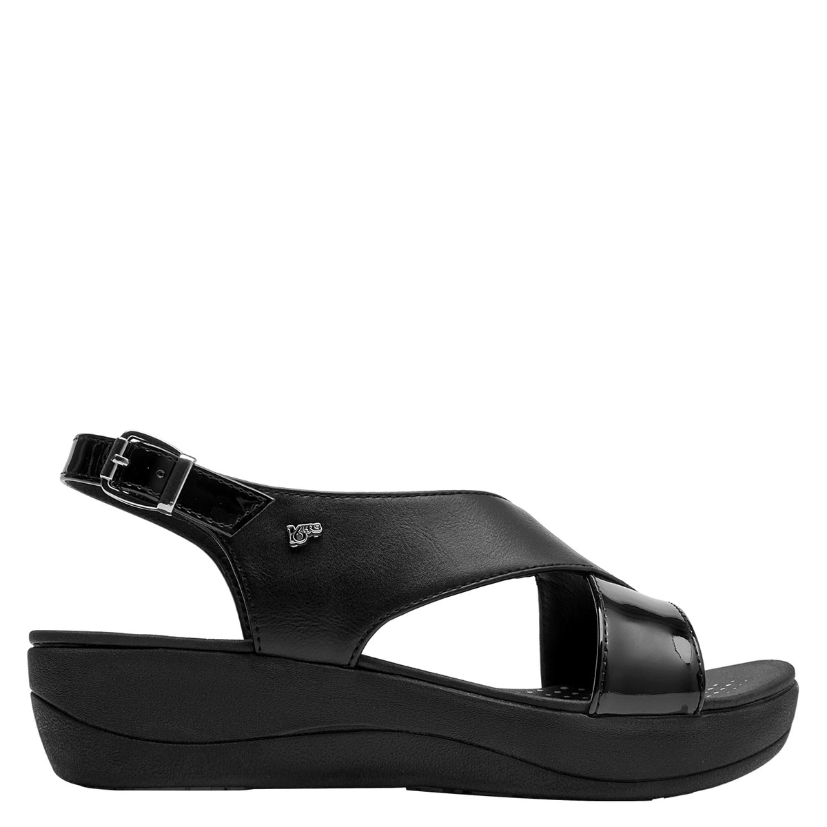 Sandalia Mujer Con Hebilla Ajustable Negro