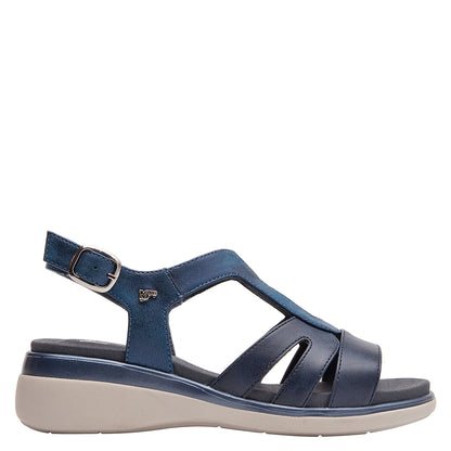 Sandalia Mujer Con Hebilla Lateral Azul
