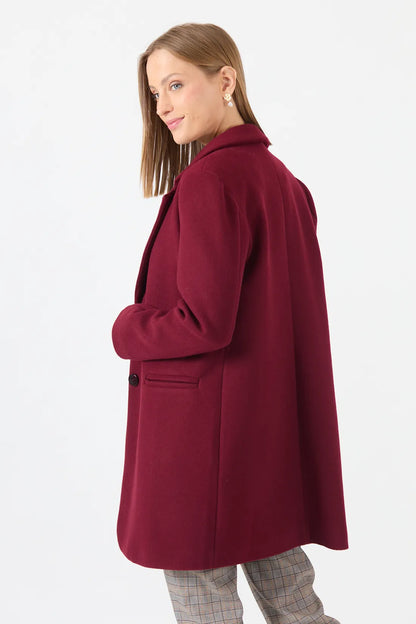Abrigo Mujer Cuello Sastre Burdeo